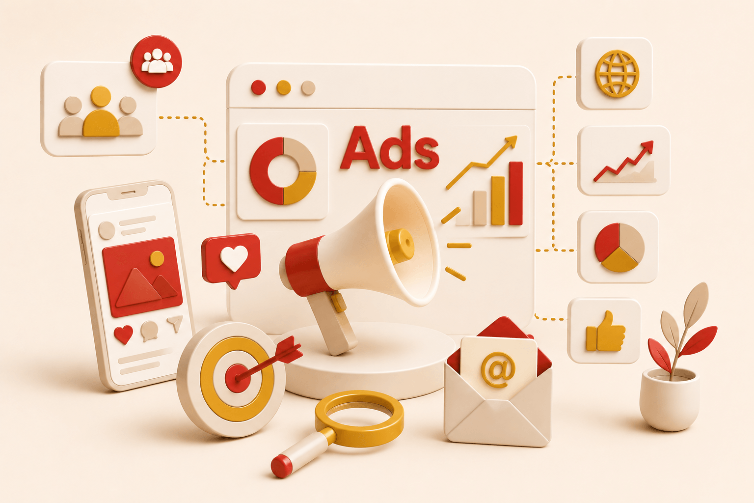 Illustration de marketing digital et publicité